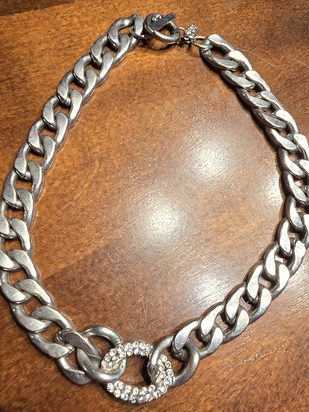 Silver-Tone Crystal Accent Chain Necklace - Women Jewelry